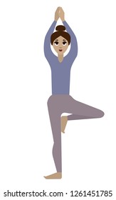 girl doing yoga. healthy lifestyle. vector illustration on white background