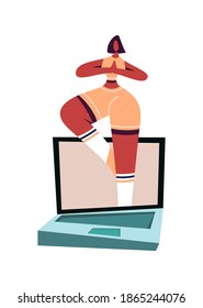 Girl doing yoga. Healthy lifestyle, training and sports. Exercises for stress relief and relaxation. Flat vector illustration.
