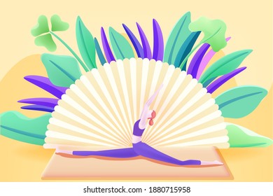 A girl doing yoga at home