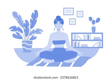 Girl Doing Yoga Illustration concept on a white background