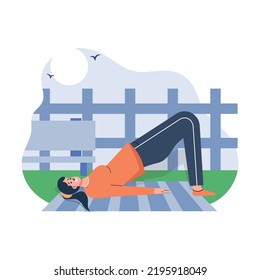 Girl doing yoga illustration in home