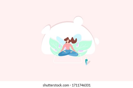 Girl doing yoga meditation illustration