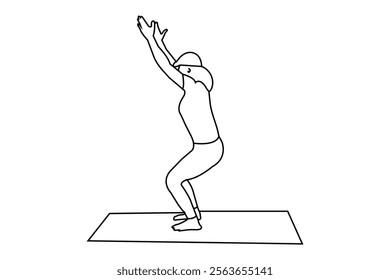 A girl doing yoga minimalist line art