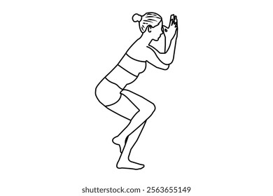 A girl doing yoga minimalist line art