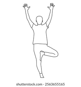 A girl doing yoga minimalist line art