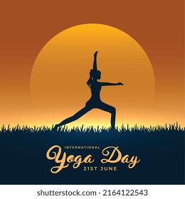 girl doing yoga on grass poster design