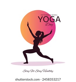 Girl doing yoga on international yoga day illustration poster design