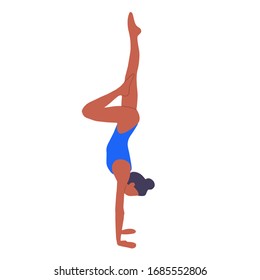 Girl doing yoga on a white background. Sports girl.