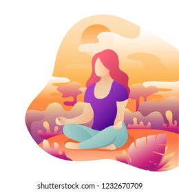 Girl doing yoga in the park