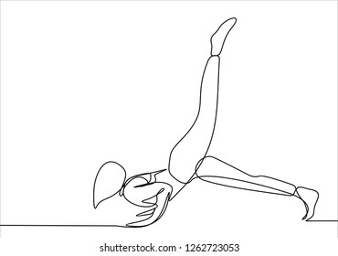 Girl doing yoga pose. Continuous line