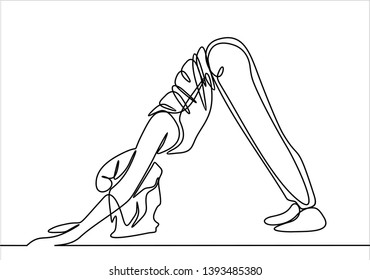 Girl doing yoga pose continuous line