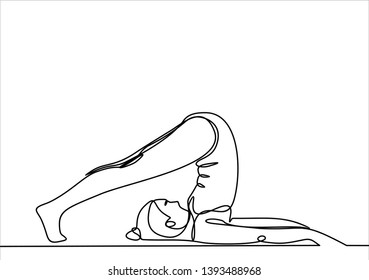 Girl doing yoga pose continuous line drawing