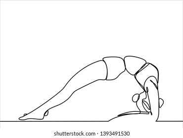 Girl doing yoga pose continuous line