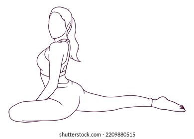 girl doing yoga pose hand drawn style vector illustration