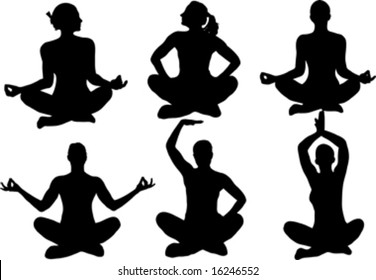 girl doing yoga silhouette isolated on white