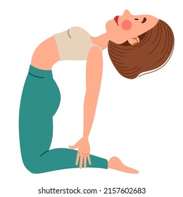 Girl doing yoga. Slender girl in pose on a white background.