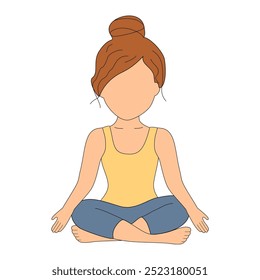 Girl doing yoga training sitting in lotus position