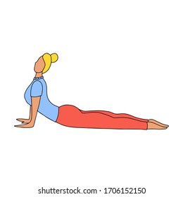 Girl doing yoga vector cartoon illustration. Woman in sport clothes hand drawn concept.
