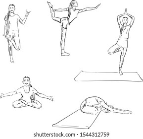 girl doing yoga vector illustration
