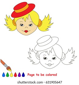 Girl Doll Blonde Head to be colored, the coloring book for preschool kids with easy educational gaming level.