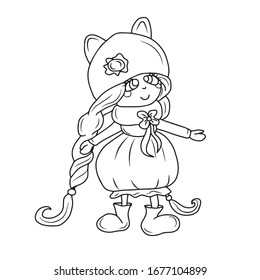 Girl doll Lola  Vector design for banners and postcards.Coloring