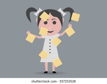 girl doll post it covered