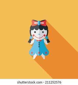 girl doll toy flat icon with long shadow,eps 10