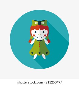 girl doll toy flat icon with long shadow,eps 10