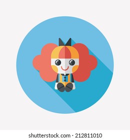 girl doll toy flat icon with long shadow,eps 10