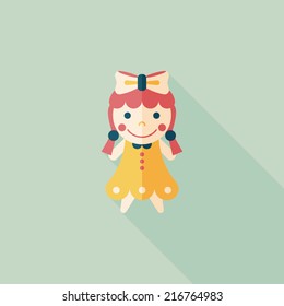 girl doll toy flat icon with long shadow,eps 10