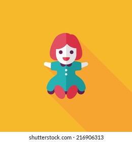 girl doll toy flat icon with long shadow,eps 10