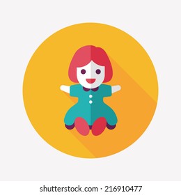 girl doll toy flat icon with long shadow,eps 10