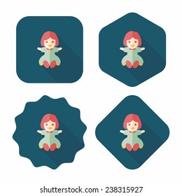 girl doll toy flat icon with long shadow,eps 10