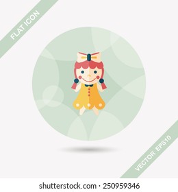 girl doll toy flat icon with long shadow,eps 10