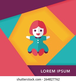 girl doll toy flat icon with long shadow,eps 10