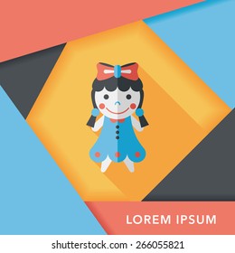 girl doll toy flat icon with long shadow,eps 10