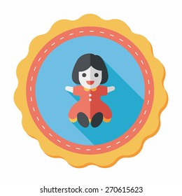 girl doll toy flat icon with long shadow,eps 10