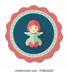 girl doll toy flat icon with long shadow,eps 10