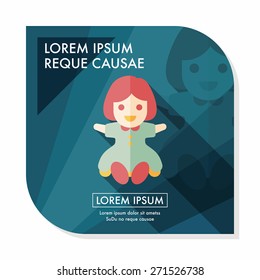 girl doll toy flat icon with long shadow,eps 10