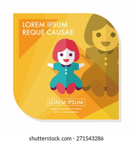 girl doll toy flat icon with long shadow,eps 10