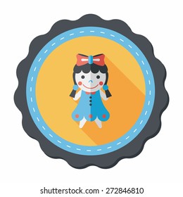 girl doll toy flat icon with long shadow,eps 10