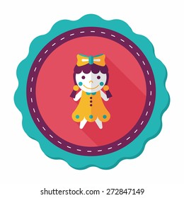 girl doll toy flat icon with long shadow,eps 10