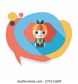 girl doll toy flat icon with long shadow,eps 10