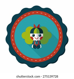 girl doll toy flat icon with long shadow,eps 10