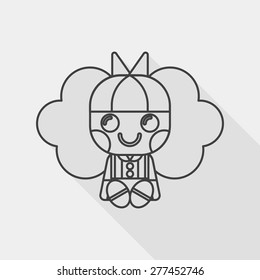 girl doll toy flat icon with long shadow,eps 10, line icon