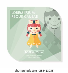 girl doll toy flat icon with long shadow,eps 10