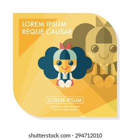 girl doll toy flat icon with long shadow,eps 10