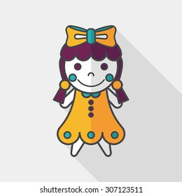 girl doll toy flat icon with long shadow,eps 10