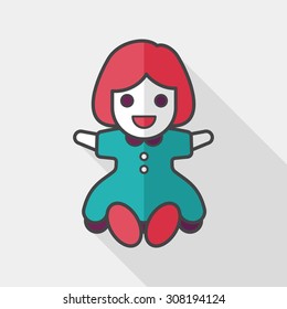 girl doll toy flat icon with long shadow,eps 10