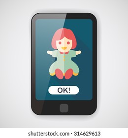 girl doll toy flat icon with long shadow, eps 10